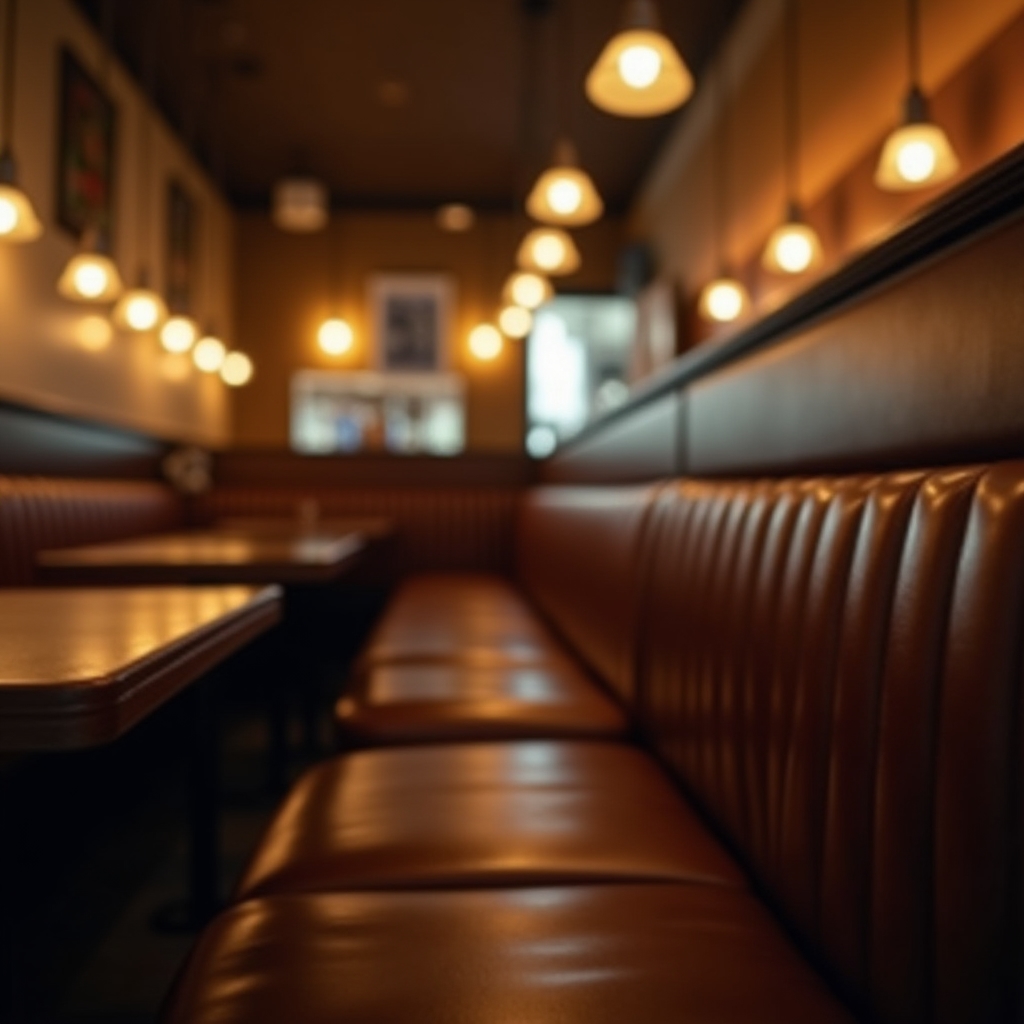 Kožené sedací boxy v interiéru restaurace